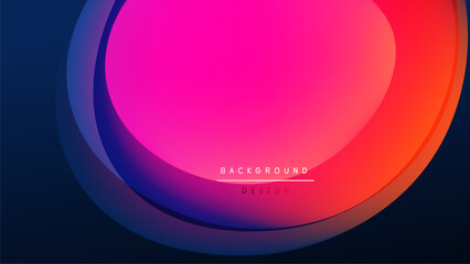 Abstract vibrant layers create dynamic visual effect. Gradient colors blend, forming circular shapes against dark backdrop. Modern design element.