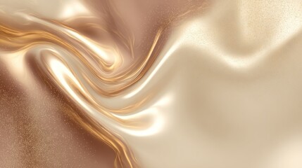 Abstract flowing golden shapes on a beige background elegant wavy lines