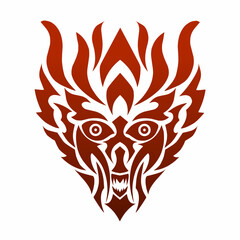 Tribal Demon Face Vector Illustration
