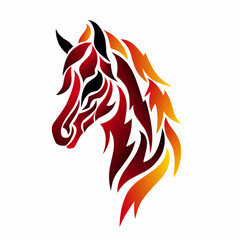 Fiery Horse Head Tribal Vector Illustration