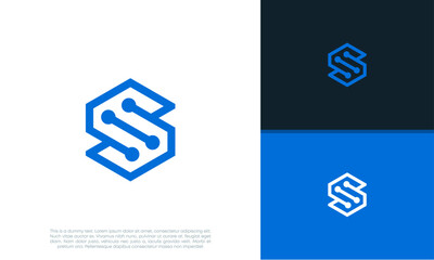 Initials S logo design. Initial Letter Logo. Innovative high tech logo template.	
