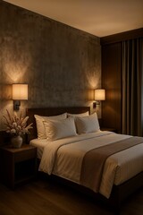 Golden Bedroom with Warm Luxury Lighting