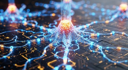 Artificial Intelligence Neural Network Connection Data Flow Technology