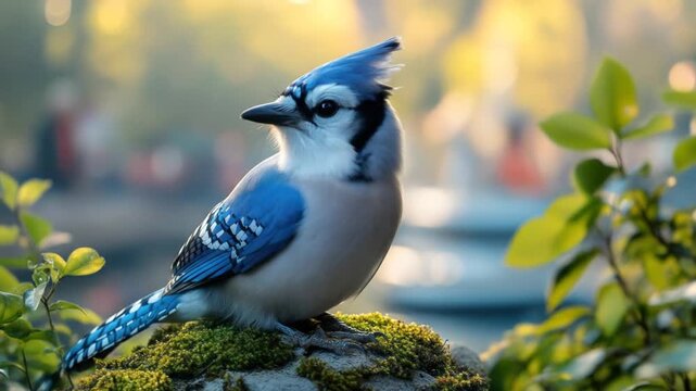 Blue jay bird perched