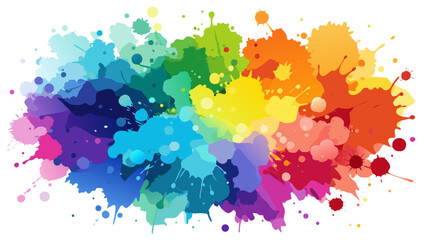 Colorful paint splashes and splatters in rainbow hues