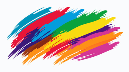 Colorful diagonal brush strokes on a white background