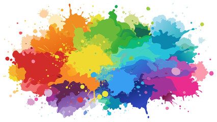 Colorful paint splashes and splatters on white background