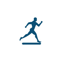 Stylized silhouette of a male figure powerfully running, showing dynamic movement and athletic prowess