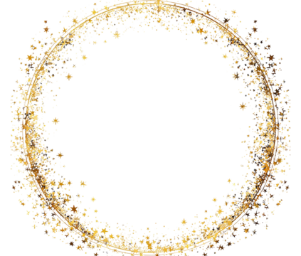 Golden Starburst Circle Frame isolated on a transparent background