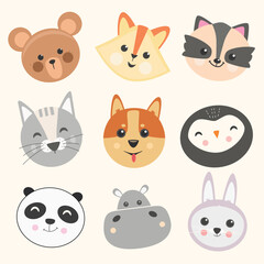 set of funny cartoon animals