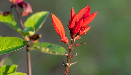 Close-up of vibrant red flower buds