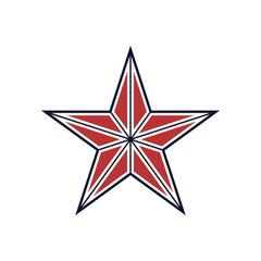 Obraz premium Geometric Red Star with Crisp White and Black Outlines