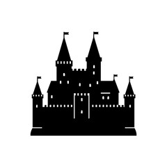 Obraz premium Silhouette Detailed Castle Fortress Ancient Landmark Building Illustration