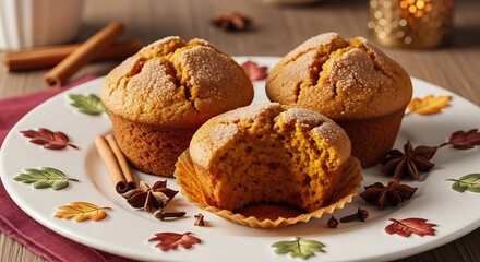 Pumpkin muffins on plate