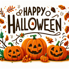Happy Halloween Text Pumpkins
