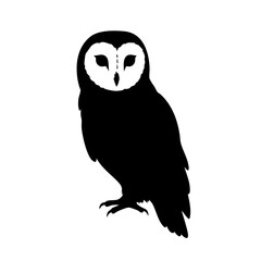Minimalist Silhouette Elegant Barn Owl Illustration Wild Animal Bird