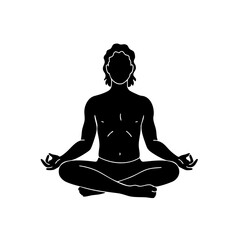 Minimalist Silhouette Meditating Man in Lotus Position Spiritual Activity Illustration