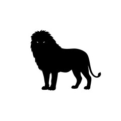 Simple Silhouette Majestic Lion Standing Proudly Feline Mammal Illustration