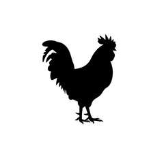 Black Silhouette Farm Animal Rooster Shape Illustration Graphic Element