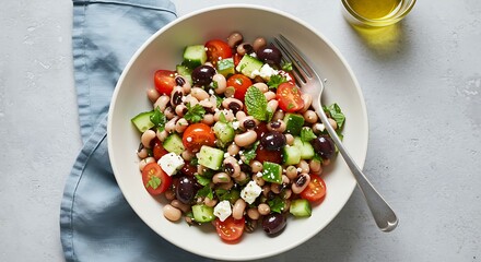 Colorful mixed bean salad dish
