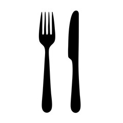 Minimalist Silhouette Fork and Knife Cutlery Utensil Cooking Restaurant Icon