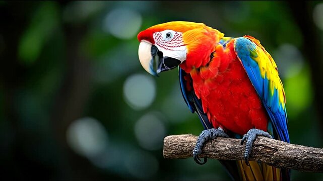 Colorful parrot on branch