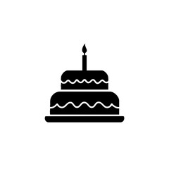 Minimalist Solid Cake Illustration with Candle Celebration Sweet Pastry