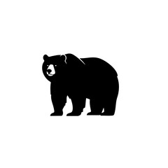 Minimalist Silhouette Standing Bear Wild Animal Black and White Illustration