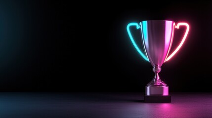 trophy futuristic Sleek, metallic trophy with glowing neon accents, futuristic design, isolated on black.