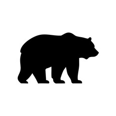 Minimalist Silhouette Standing Grizzly Bear Wildlife Creature Mammal Illustration