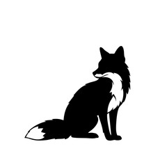 Minimalist Silhouette Fox Sitting Down Illustration Mammal Animal Graphic