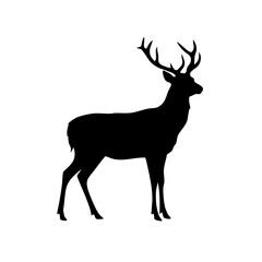 Silhouette Standing Deer Wildlife Mammal Animal Illustration Design Element Icon