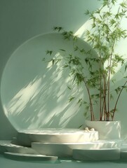 China wind bamboo forest round exhibition platform