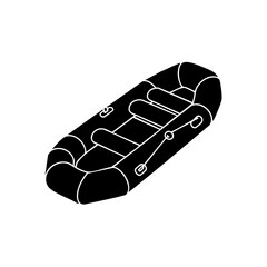 Simple Black Silhouette Inflatable Raft for Adventure and Water Activities Icon