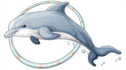 Dolphin leaping through a circus ring