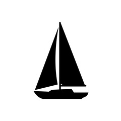 Simple Silhouette Sailboat Watercraft Nautical Vessel Transportation Icon Illustration