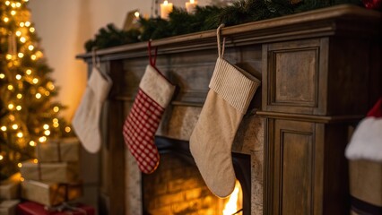 Fireplace With Hanging Stockings Merry