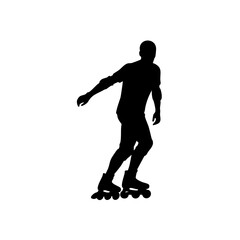 Simple Black Silhouette Inline Skater Man Figure Action Sport