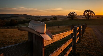 Sunset Countryside Cowboy Hat.