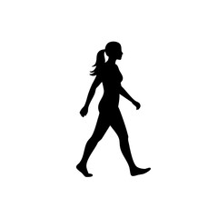 Simple Silhouette of a Walking Woman Side View Figure Illustration