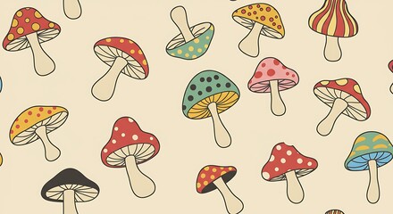 Colorful mushroom pattern
