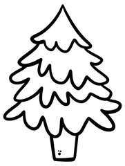 Cartoon-style Christmas Tree Outline
