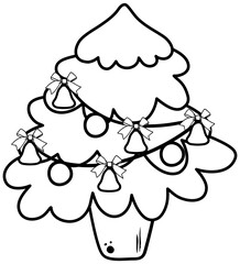 Cartoon-style Christmas Tree Outline