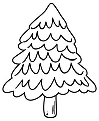 Cartoon-style Christmas Tree Outline