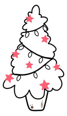 Cartoon-style Christmas Tree Outline