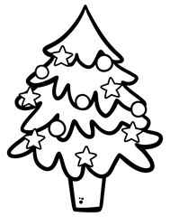 Cartoon-style Christmas Tree Outline