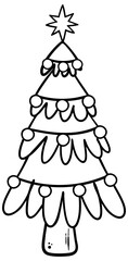 Cartoon-style Christmas Tree Outline