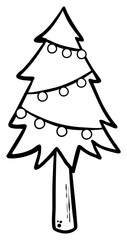 Cartoon-style Christmas Tree Outline