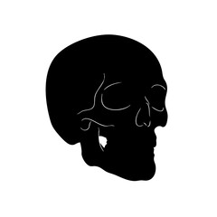 Minimalist Silhouette Skull Side View Halloween Gothic Illustration