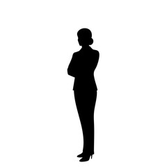 Simple Silhouette Businesswoman Standing with Arms Crossed Professional Illustration